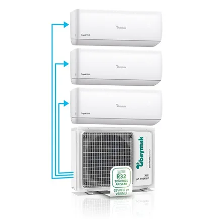 BAYMAK ELEGANT PRIME MULTI DUVAR TİPİ SPLİT KLİMA, İÇ ÜNİTE 9 + 9 +9 , DIŞ ÜNİTE 21 (1X3) 3 GİRİŞLİ (MONTAJ DAHİLDİR)